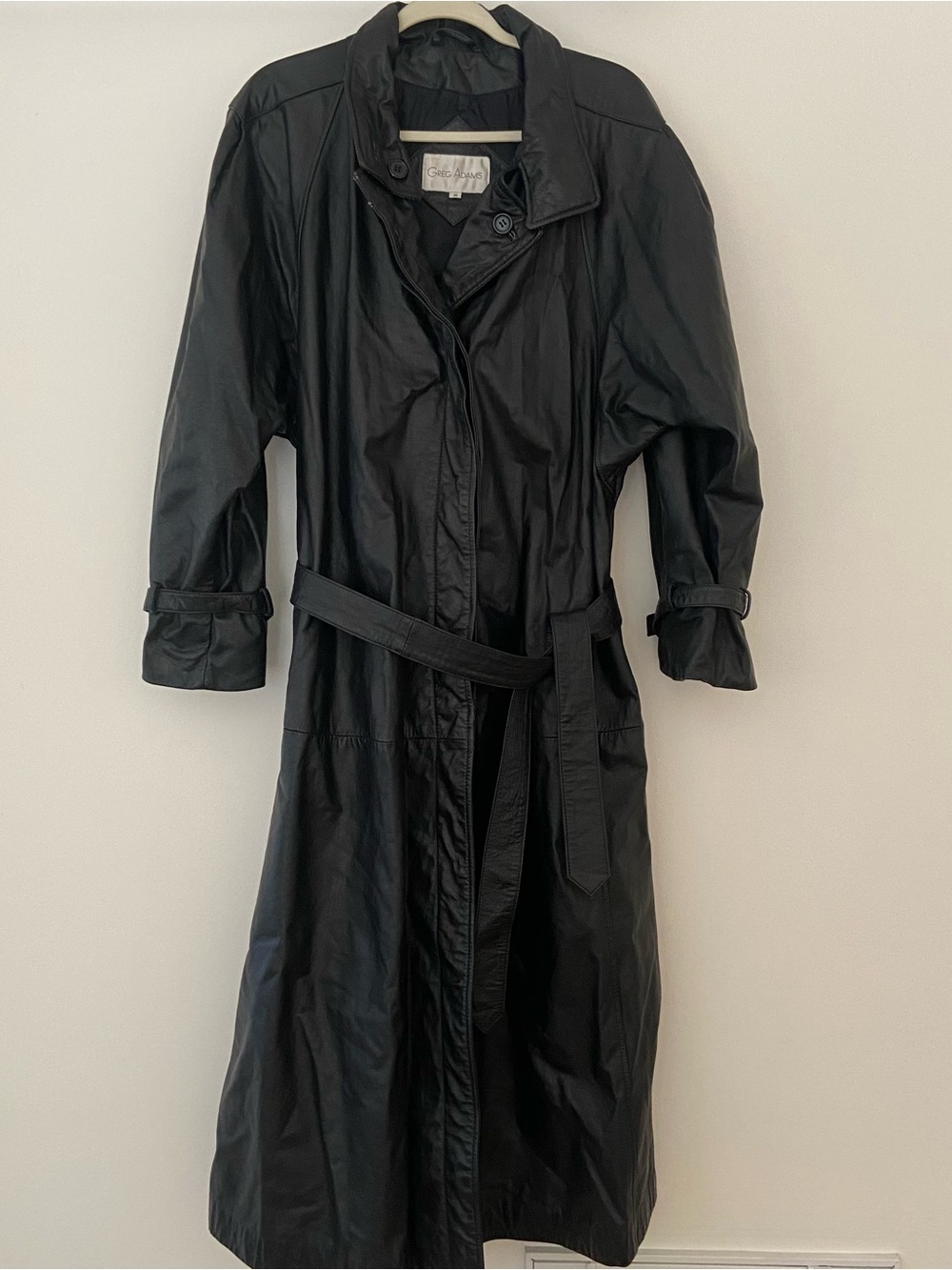 Vintage Men's Black Leather Trench Coat Size Medium Belt Gothic Grunge Matrix